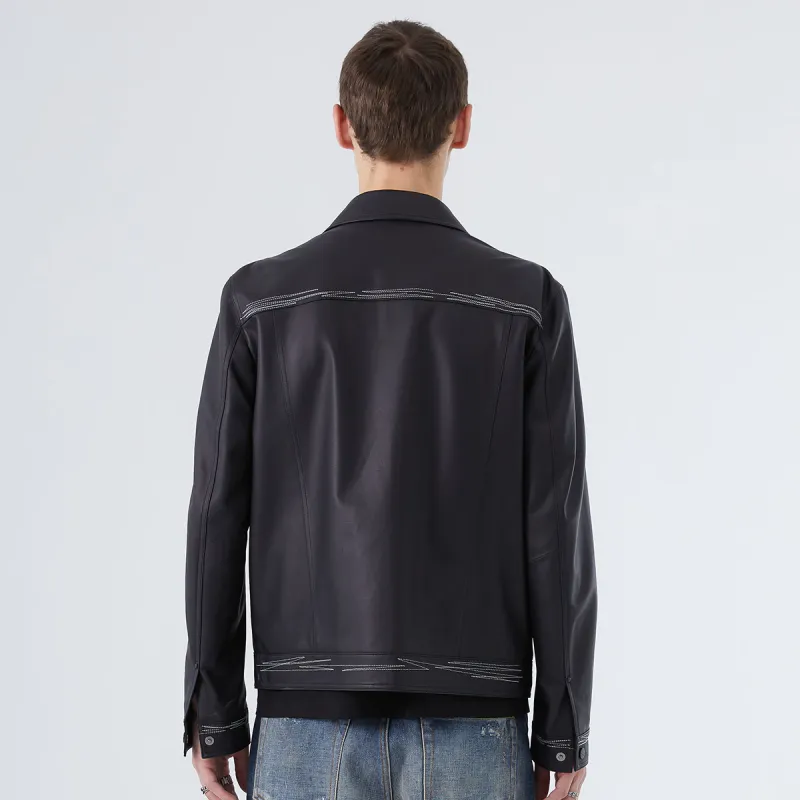 DAVID NAMAN Leather Jackets Men Black-3