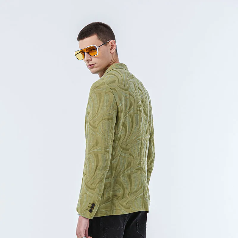 DAVID NAMAN Business Suits Men Green-4