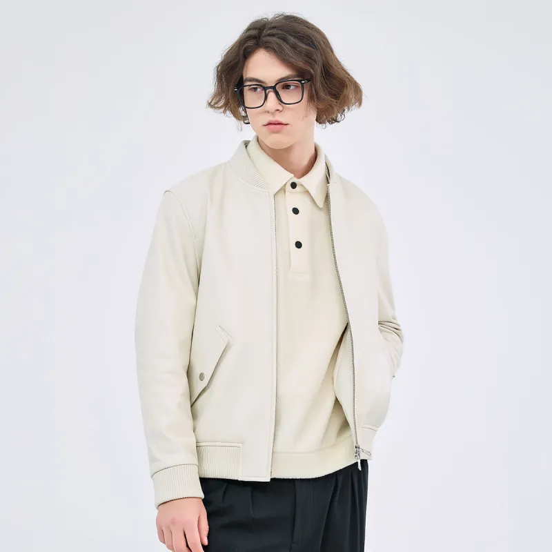 DAVID NAMAN Leather Jackets Men Ecru-6