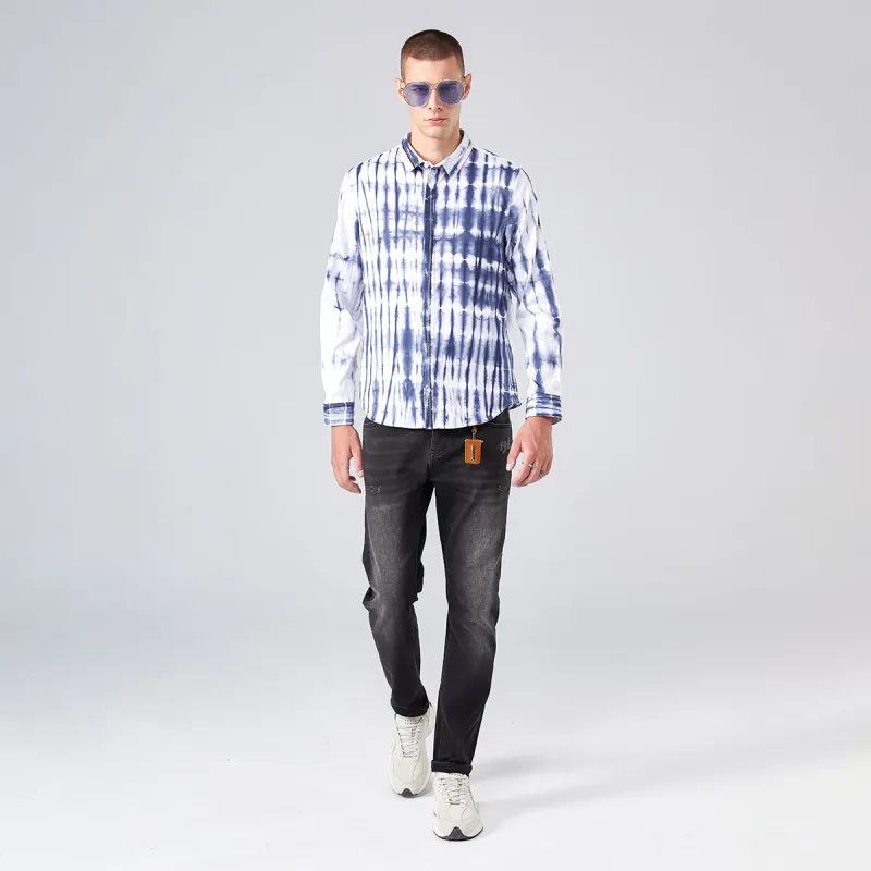 DAVID NAMAN Shirts Men Blue White-6