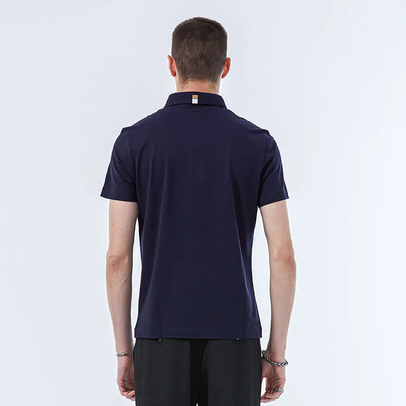 DAVID NAMAN Polo Shirts Men Navy Blue-4