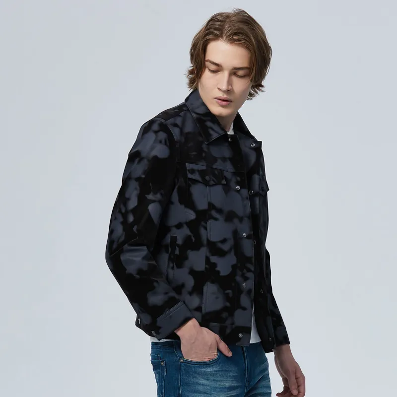 DAVID NAMAN Leather Jacket Men's Gray-5
