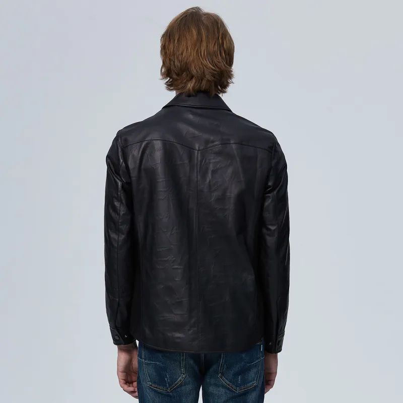 DAVID NAMAN Leather Jackets Men Black-4