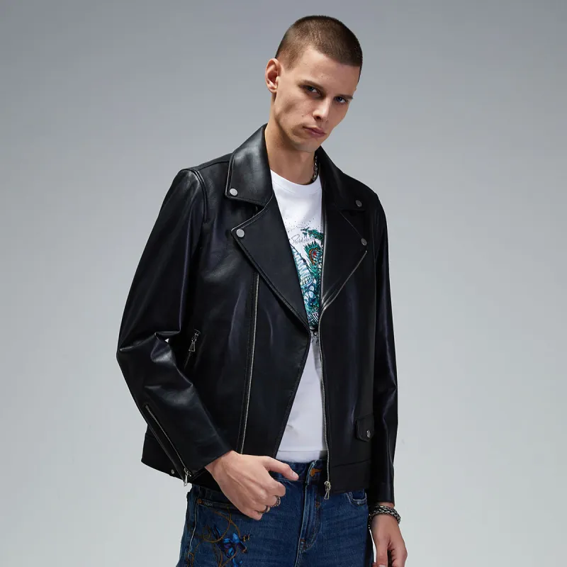 DAVID NAMAN Leather Jackets Men Black-5