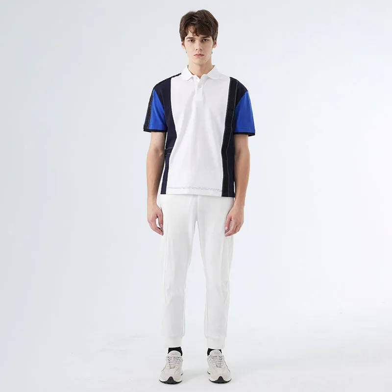 DAVID NAMAN Polo Shirts Men Black White-3