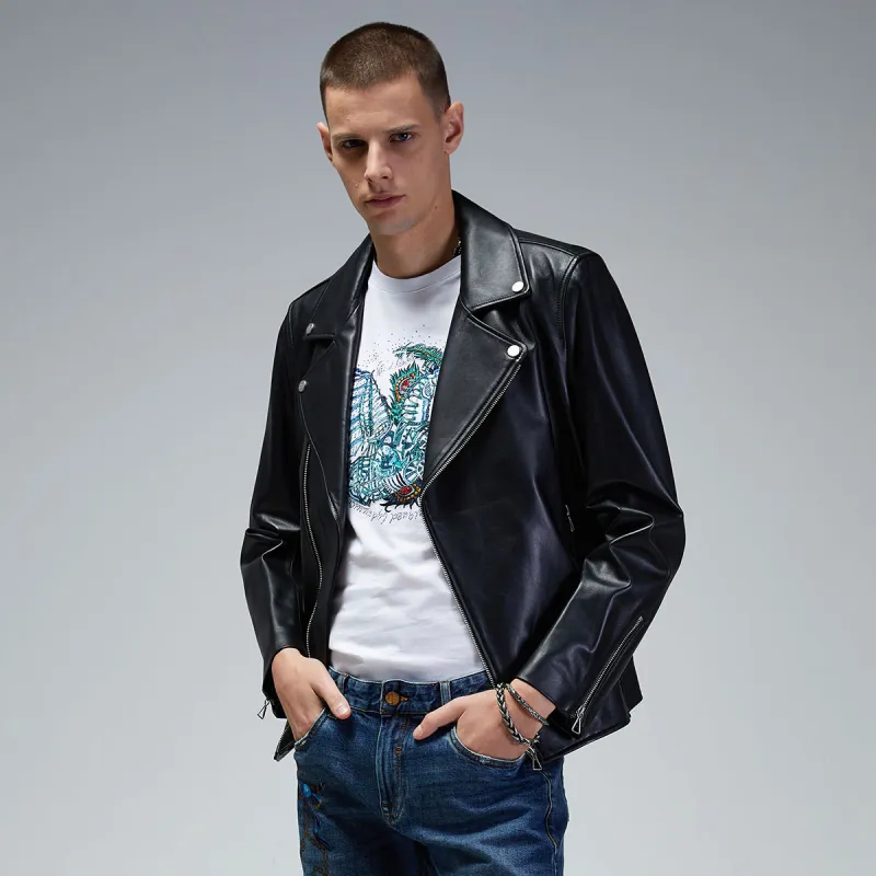 DAVID NAMAN Leather Jackets Men Black-4