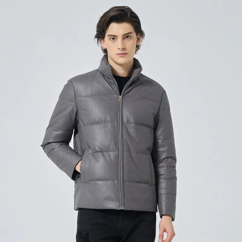 DAVID NAMAN FW23 Leather Jacket Men's Light Purple-3