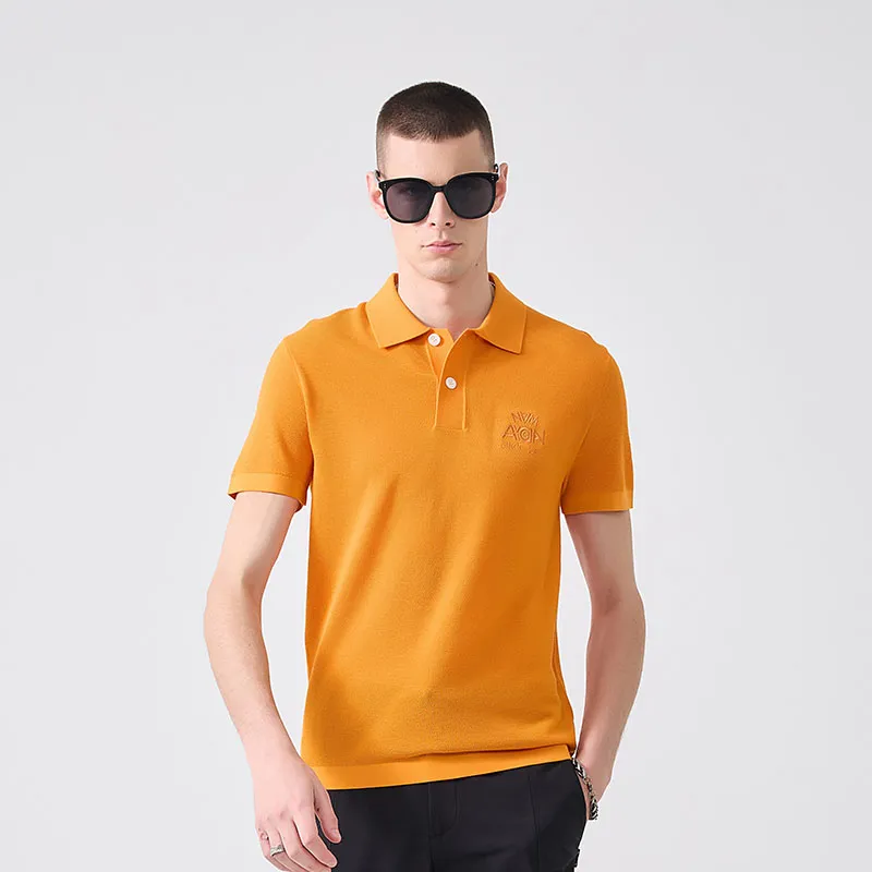 DAVID NAMAN Polo Shirts Men Orange-2