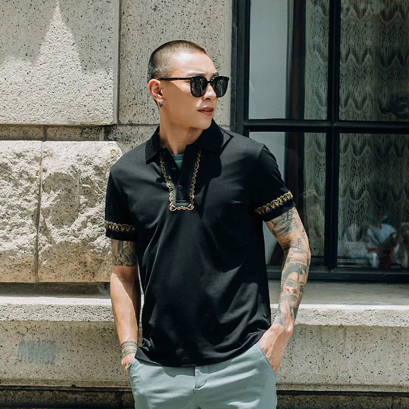 DAVID NAMAN Polo Shirt Men's Black-2