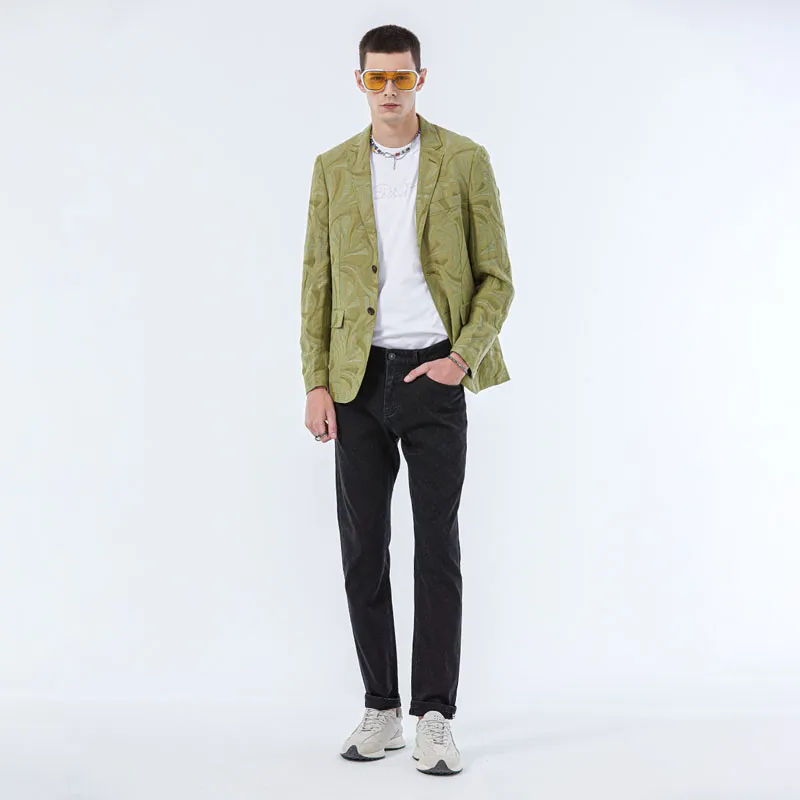 DAVID NAMAN Business Suits Men Green-2