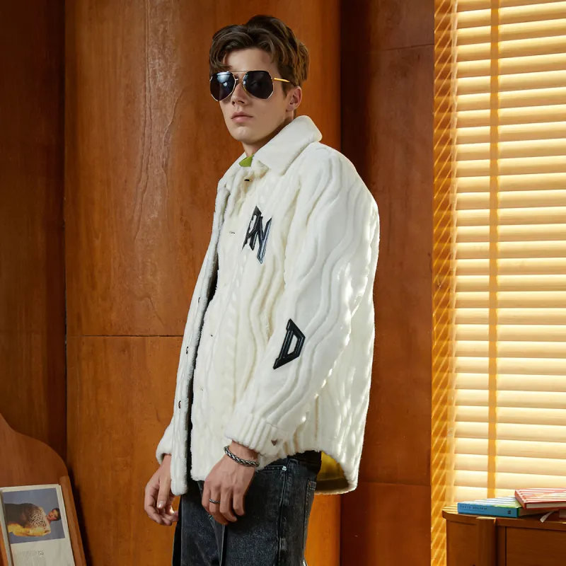 DAVID NAMAN FW23 Fur Coat Men's Ecru-3