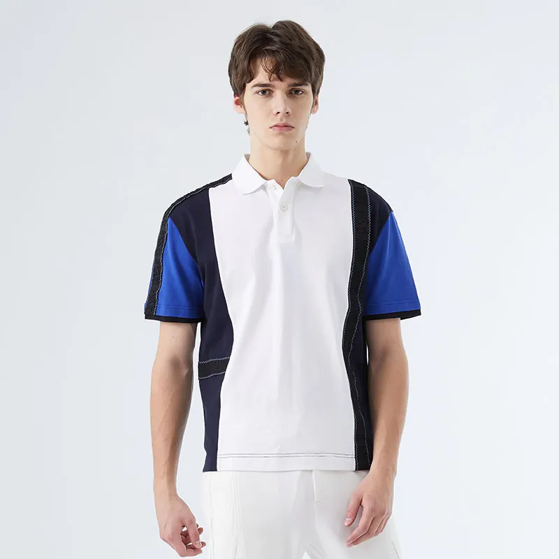 DAVID NAMAN Polo Shirts Men Black White-4