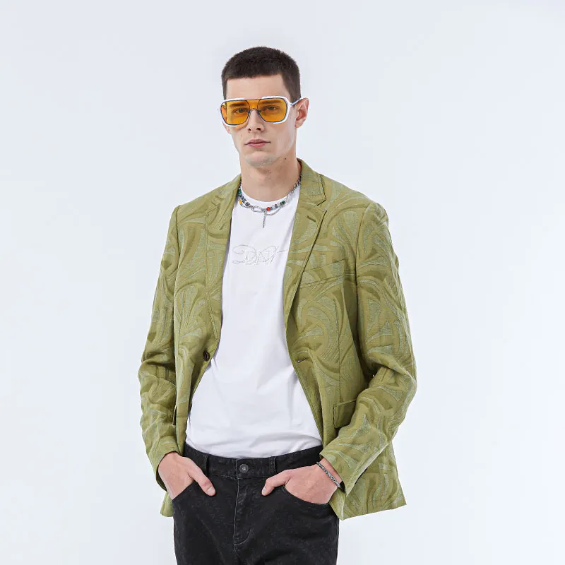 DAVID NAMAN Business Suits Men Green-6