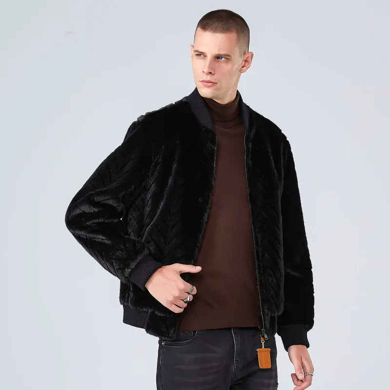 DAVID NAMAN Fur Coat Men's Black-4