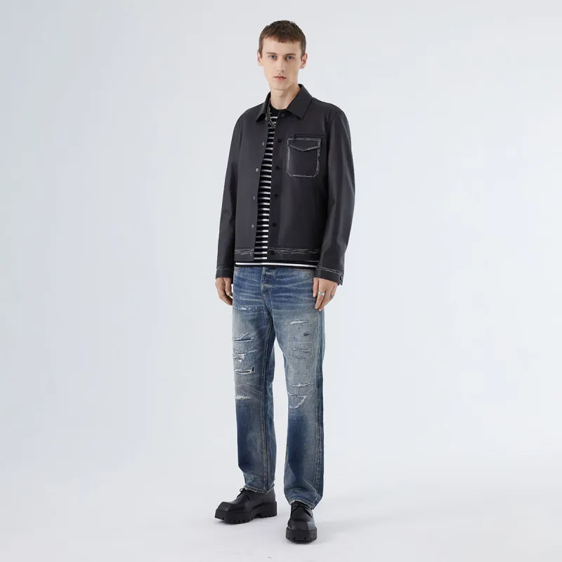 DAVID NAMAN Leather Jackets Men Black-6