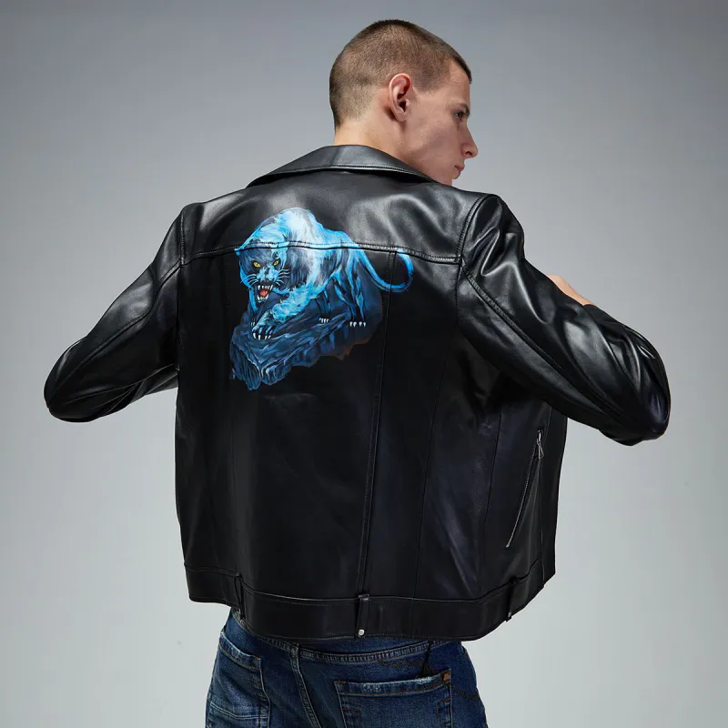 DAVID NAMAN Leather Jackets Men Black-2
