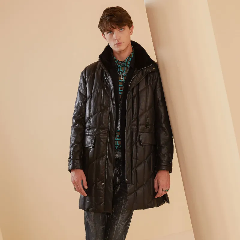 DAVID NAMAN FW23 Leather Jacket Men's Black-2