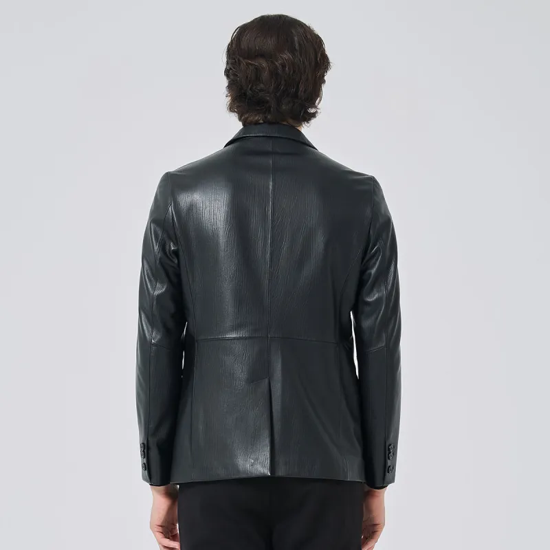 DAVID NAMAN Leather Jacket Men's Black-3
