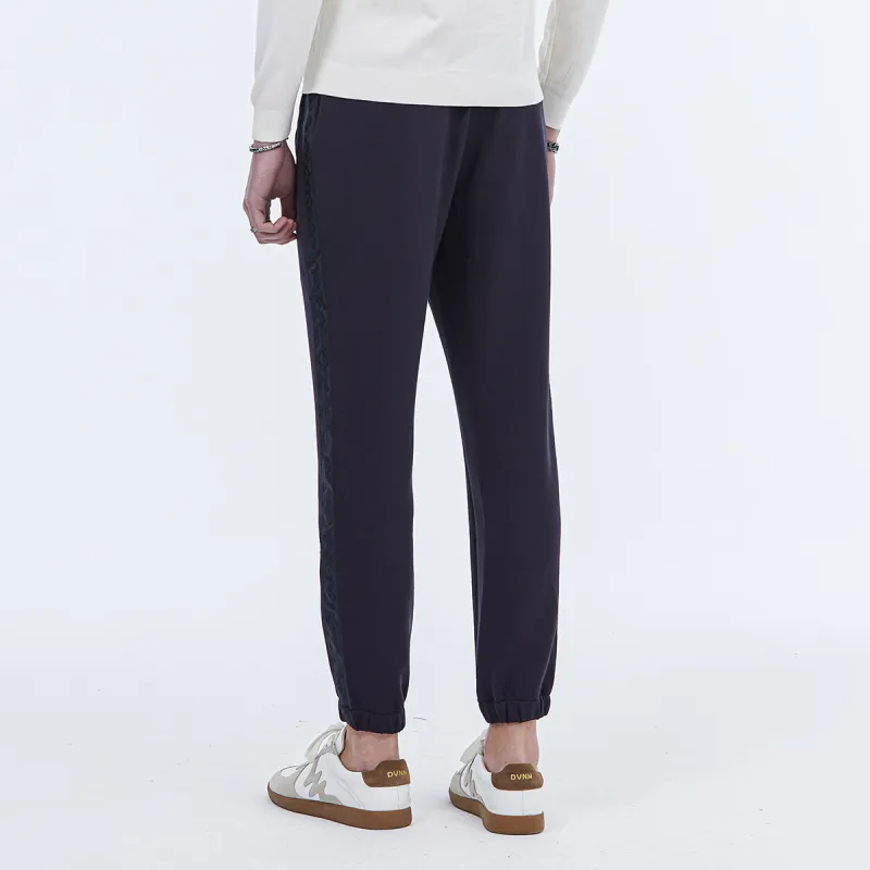 DAVID NAMAN Knitted Sweatpants Men Navy Blue-4