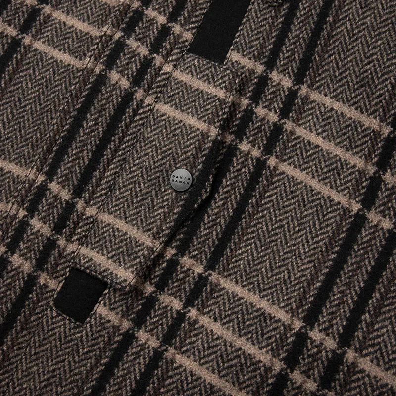 DAVID NAMAN Coats Men's Gray Plaid-3