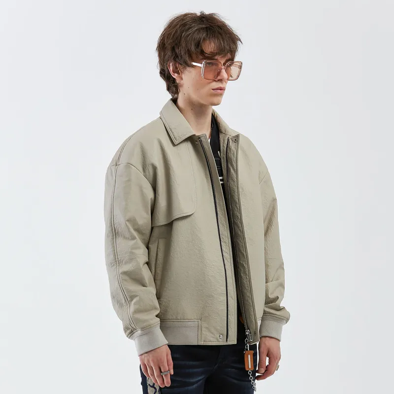 DAVID NAMAN Leather Jackets Men Ecru-5