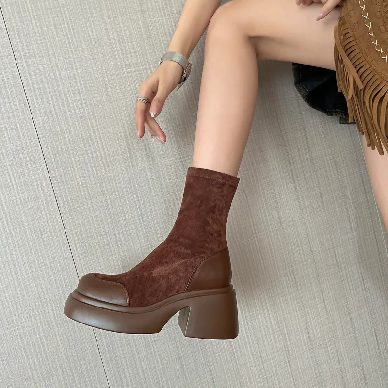 Earl Cat Ankle Boots Women's Black/Brown-8