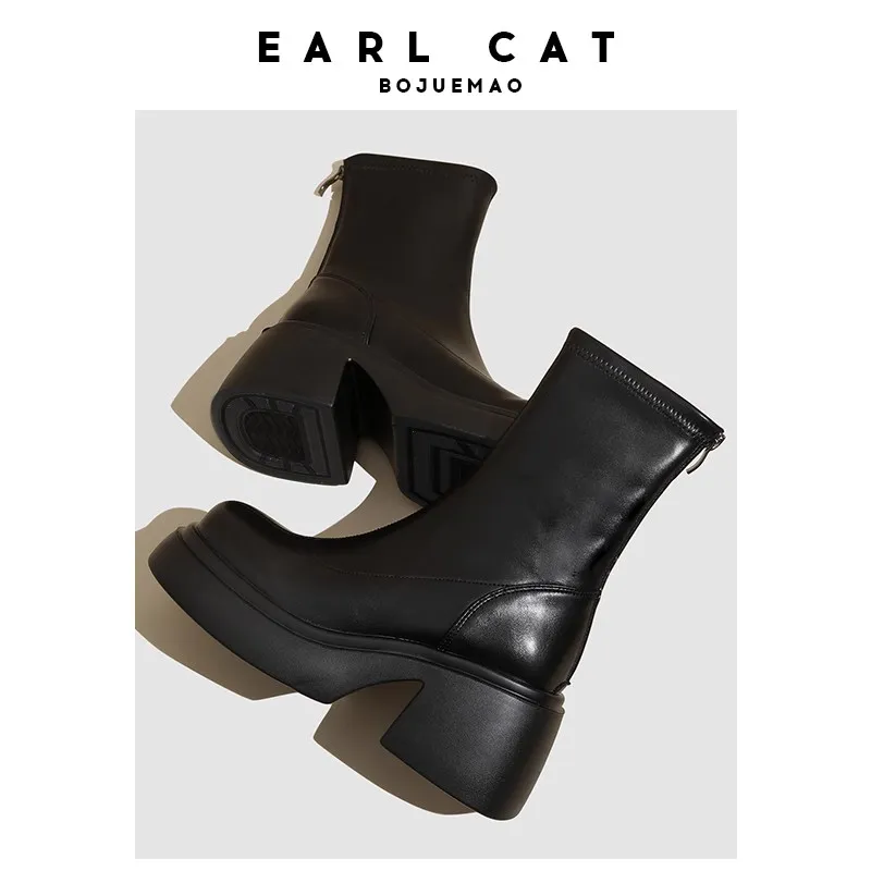 Earl Cat Ankle Boots 7.5cm Women's Black-1
