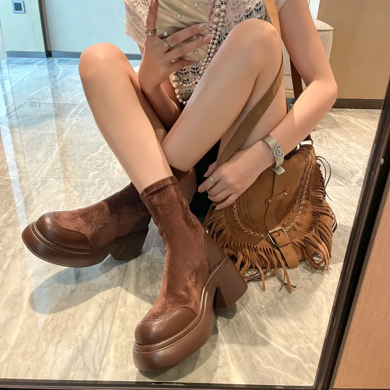 Earl Cat Ankle Boots Women's Black/Brown-9