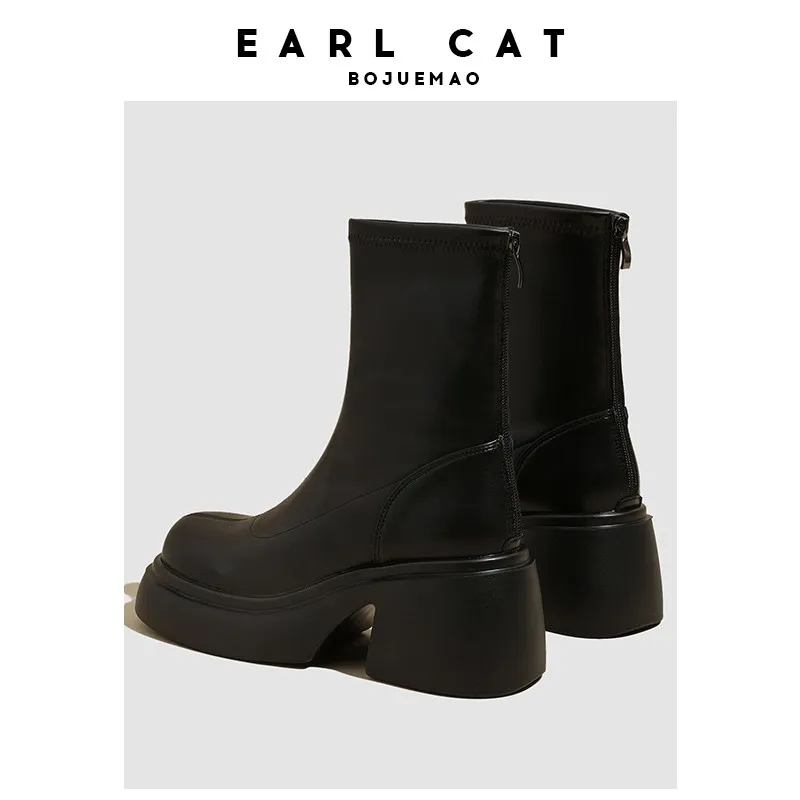 Earl Cat Ankle Boots 7.5cm Women's Black-4