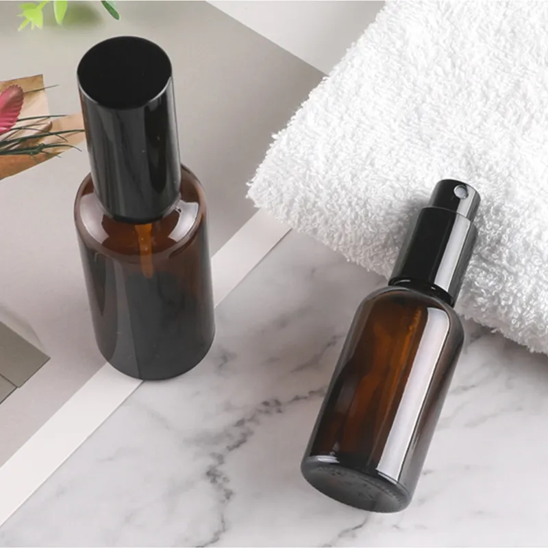 JIANYINGSHU Glass Spray Bottle Portable Partition Bottle Lightproof Glass Push Button Travel Small Bottle-5
