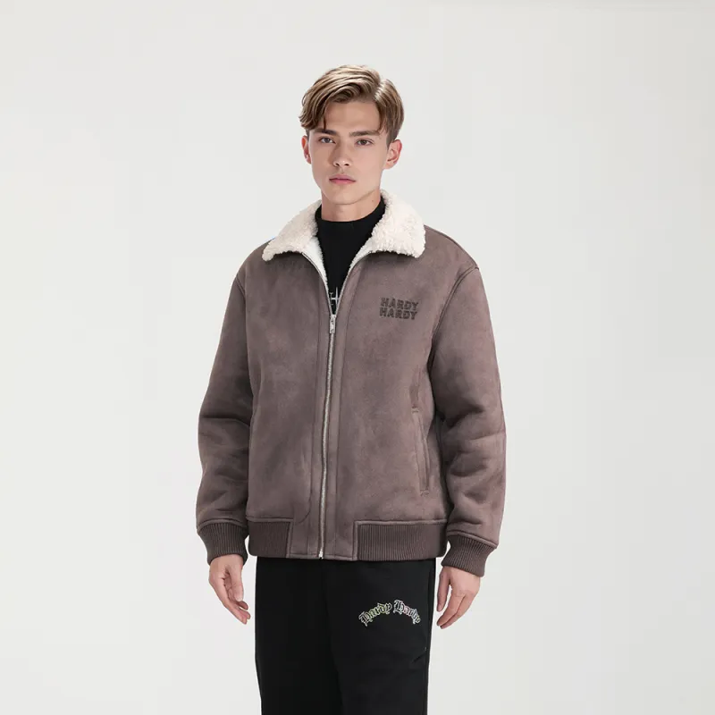 HARDY HARDY Velvet-feel Coat Unisex Coffee-5