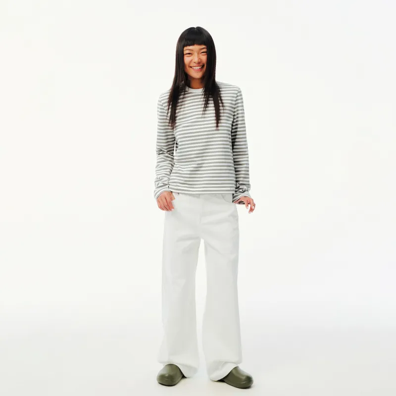 EVISTUB Regular T Shirt Women's Gray White Stripes-6