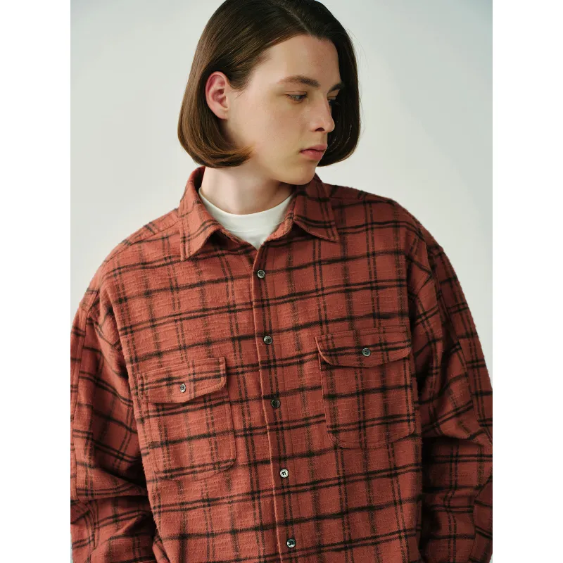 EVISTUB Shirt Unisex Red Black Plaid Color-6