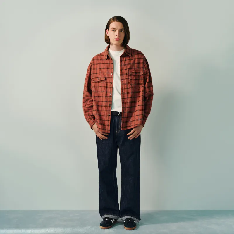 EVISTUB Shirt Unisex Red Black Plaid Color-3