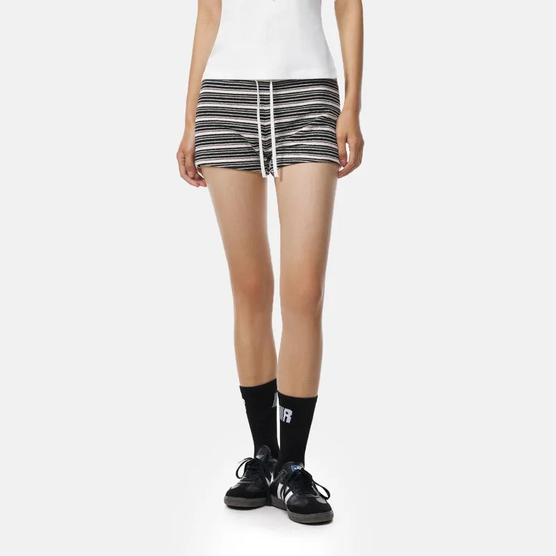 FDR Casual Shorts Women's Black White Stripes-2