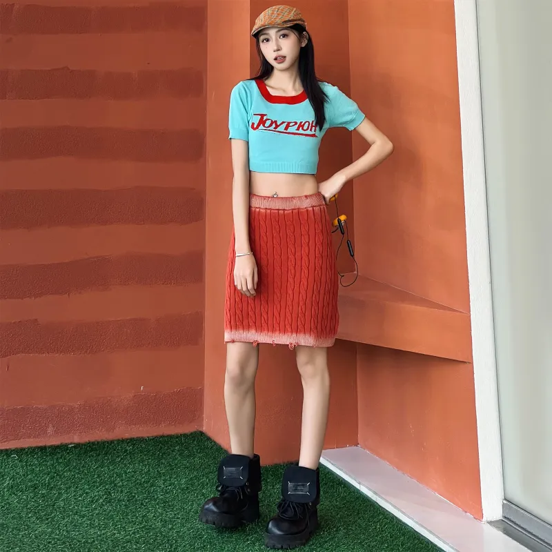 Coca Cola Casual Short Skirts Women's Autumn Orange-2