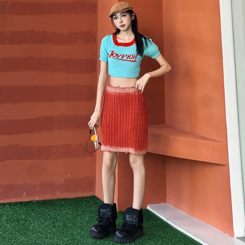 Coca Cola Casual Short Skirts Women's Autumn Orange-3