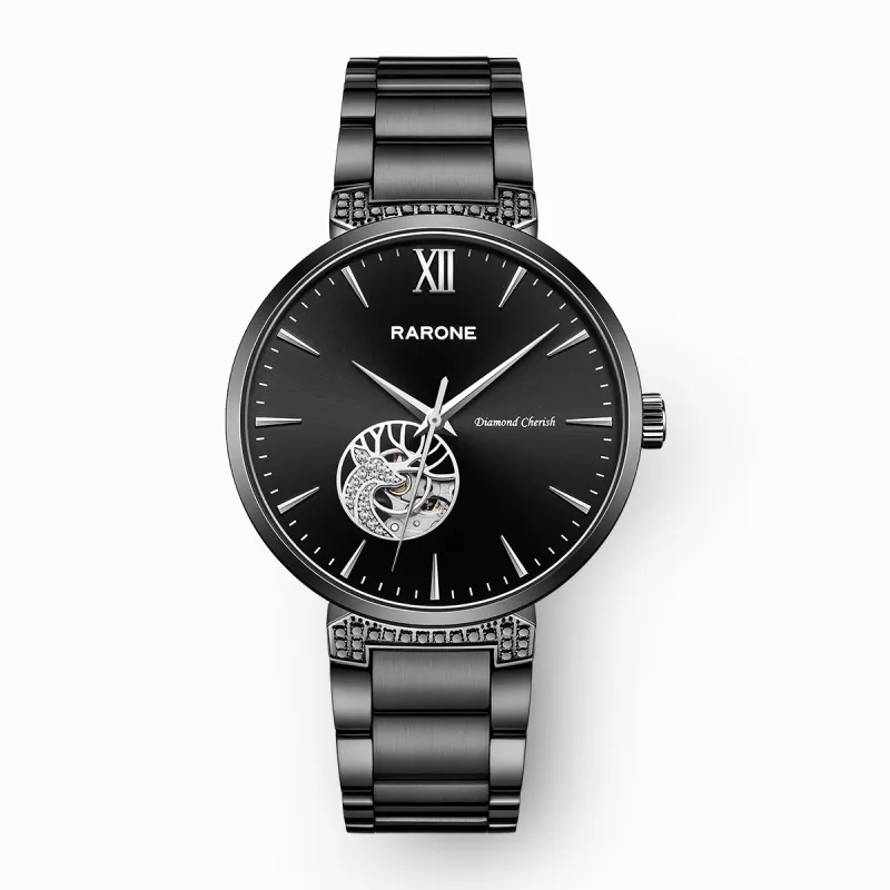RARONE Couple Collection Deer Mechanical Movement Stainless Steel Watchband Watch Unisex White Dial-5