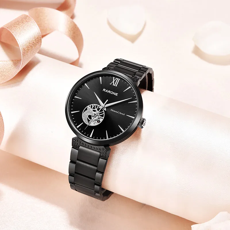 RARONE Couple Collection Deer Mechanical Movement Stainless Steel Watchband Watch Unisex White Dial-6