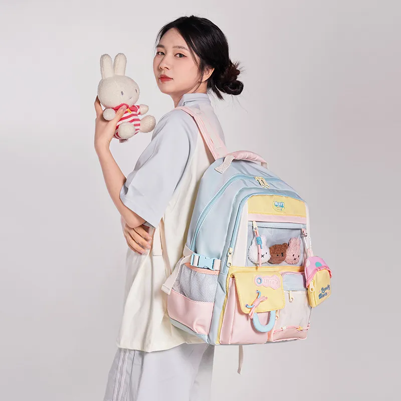 Miffy Fabric Backpack Regular Women's Pink Purple/Blue Yellow White-15