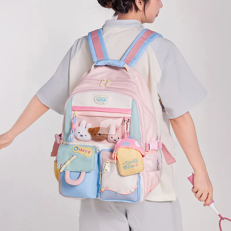 Miffy Fabric Backpack Regular Women's Pink Purple/Blue Yellow White-4