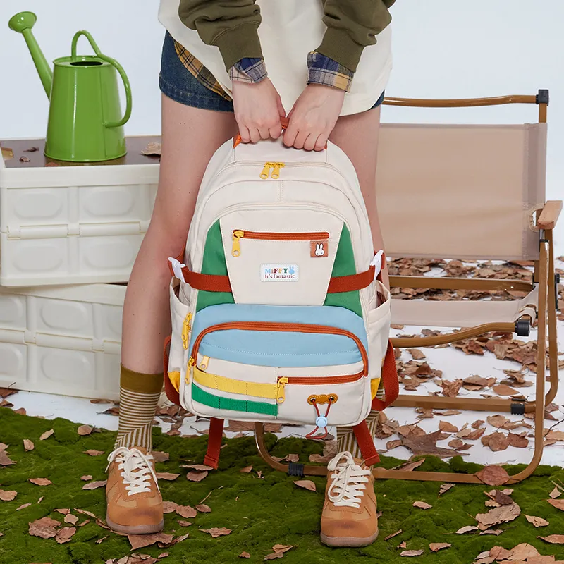 Miffy Oxford Backpack Large Size Women's Green/Brown-7