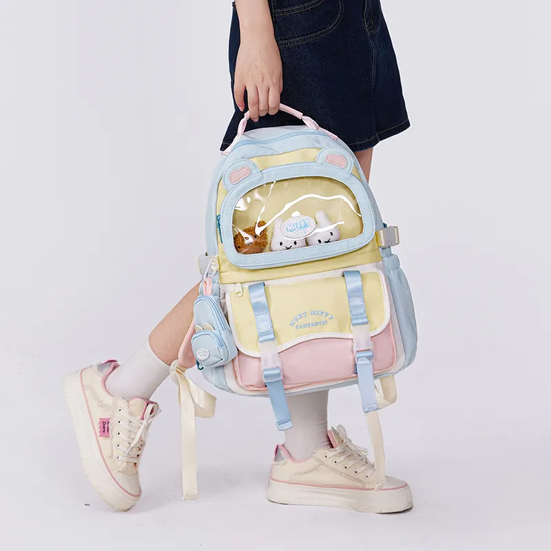 Miffy Fabric Backpack Large Size Women's Ecru/Pink Yellow-14
