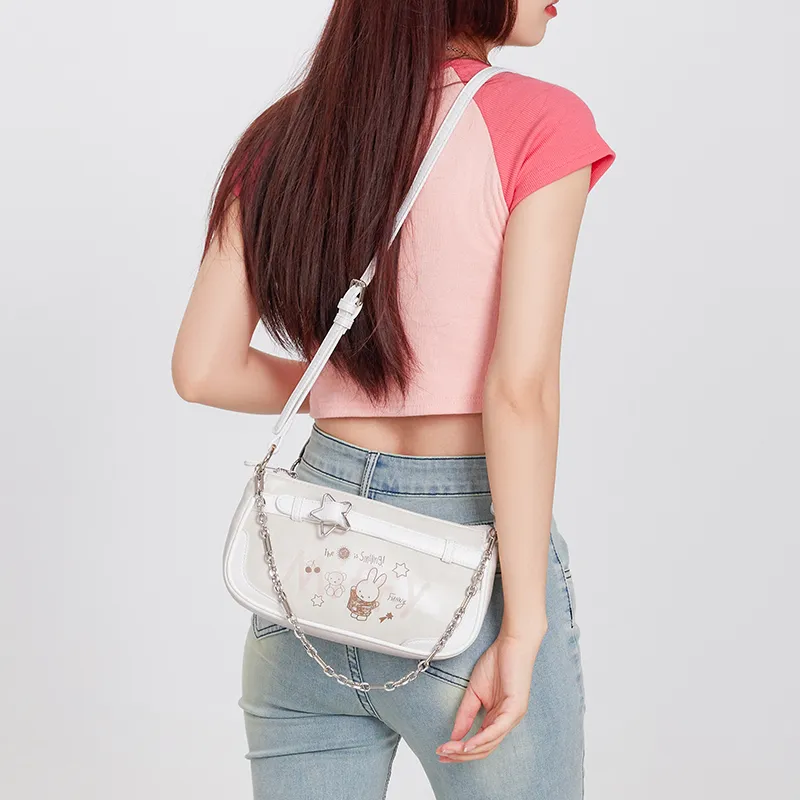 Miffy Synthetic Leather Portable Crossbody Bag Shoulder Bag Regular Women's Blue/White-17