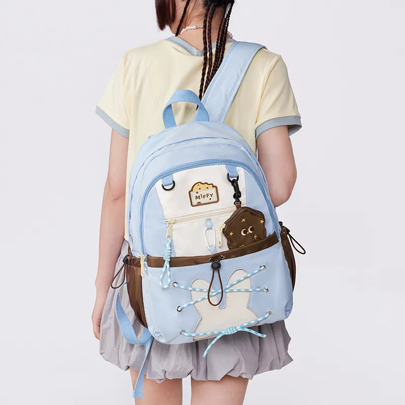 Miffy Fabric Backpack Large Size Women's Blue/Pink-7