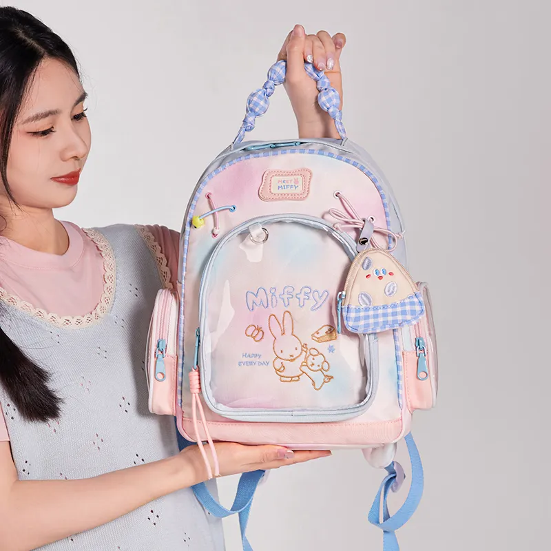 Miffy Fabric Backpack Women's Pink Blue/White Yellow-4