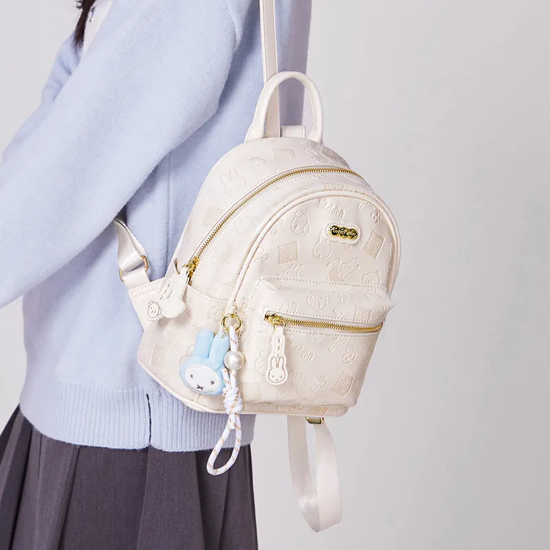 Miffy Synthetic Leather Backpack Women's Ecru/Pink-5