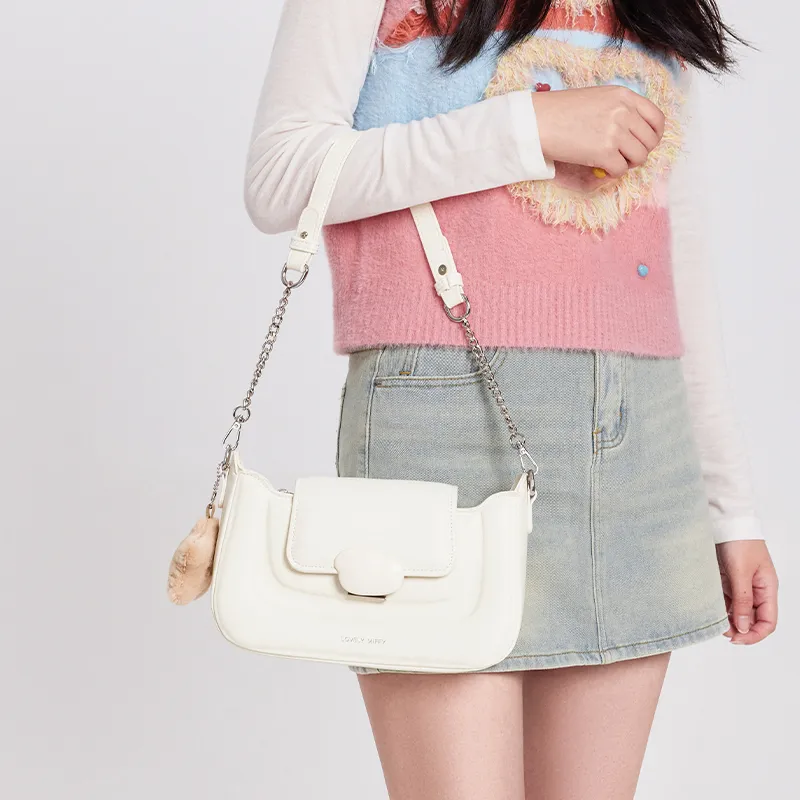 Miffy Pu Small Square Bag, Underarm Portable Crossbody Bag, Shoulder Bag Women's Ecru-7