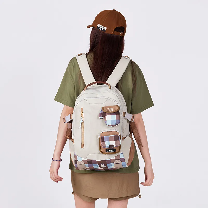 Miffy Fabric Backpack Women's Khaki/Pink-9