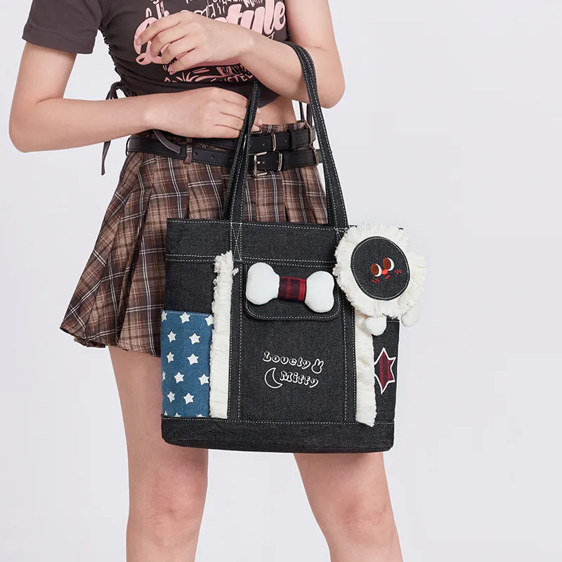 Miffy Fabric Shoulder Bag Women's Blue/Black-14